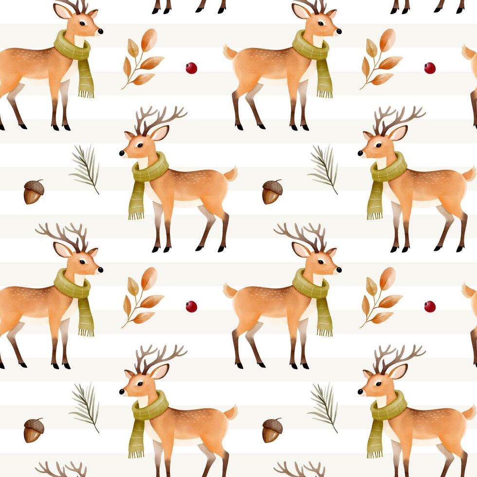 Playful deer in autumn leaf design vector
