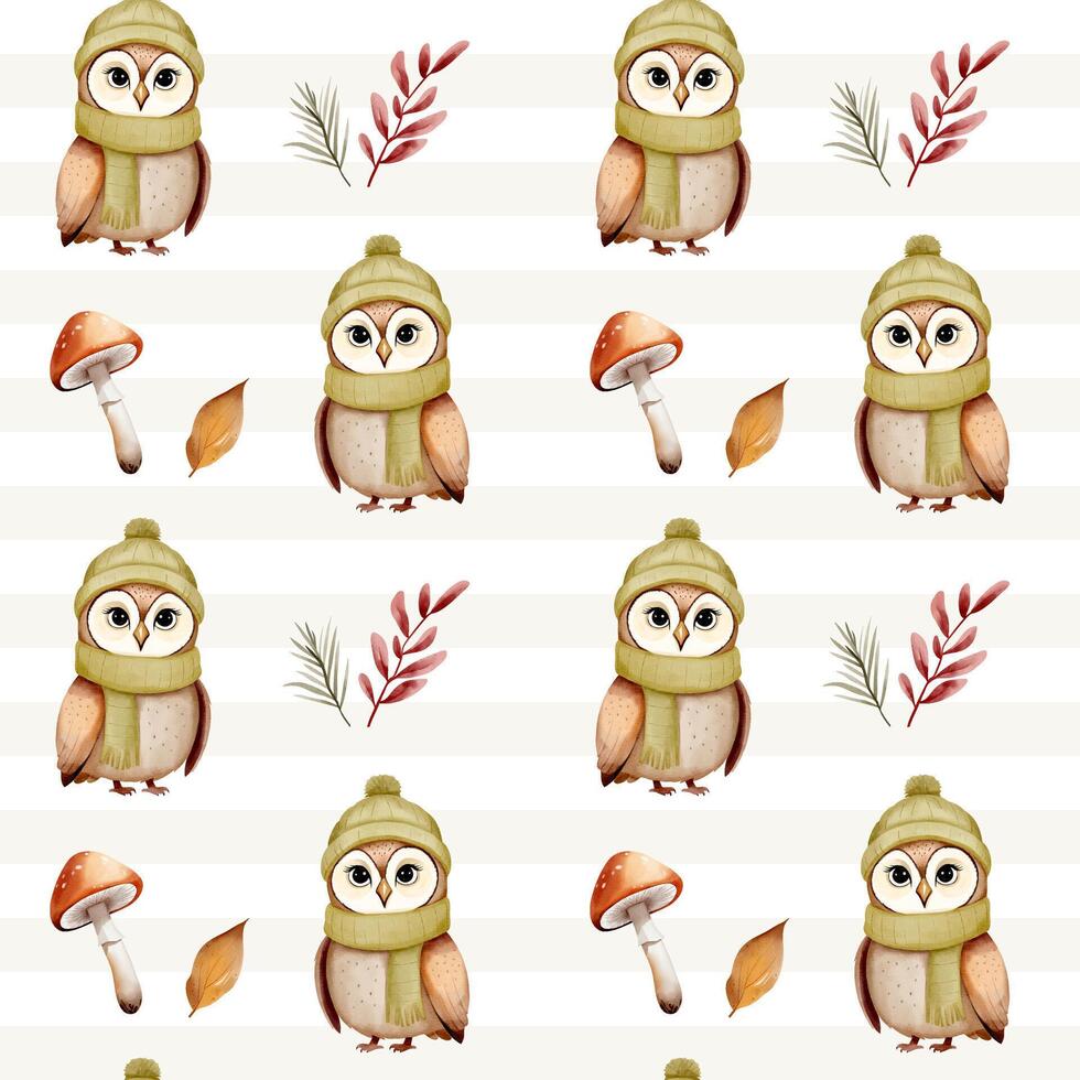 Owl wearing a hat and scarf vector