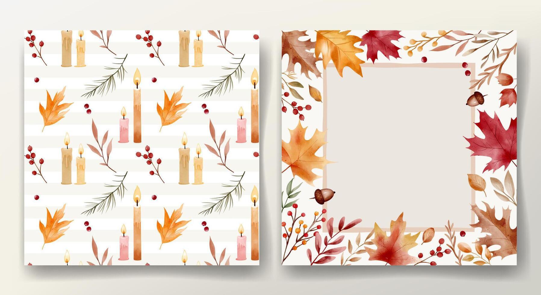 Candle and leaf autumn pattern vector