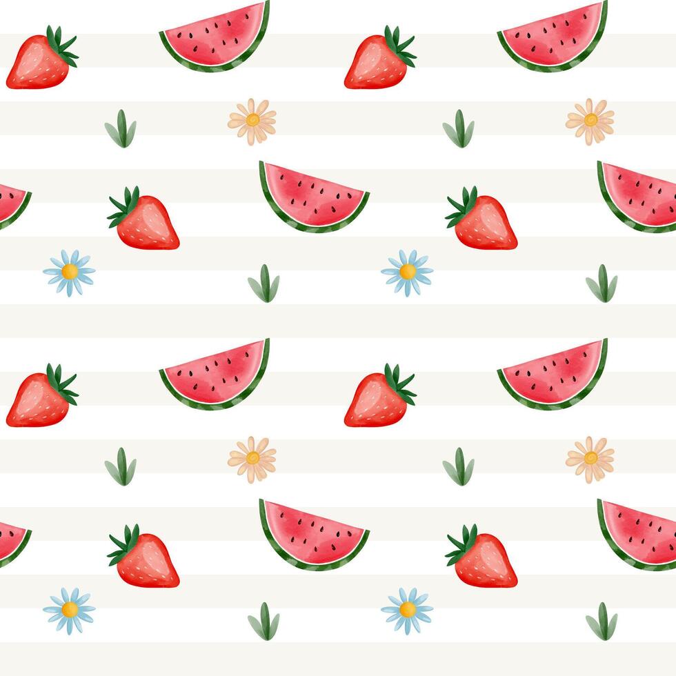 Fruit and flower pattern design vector