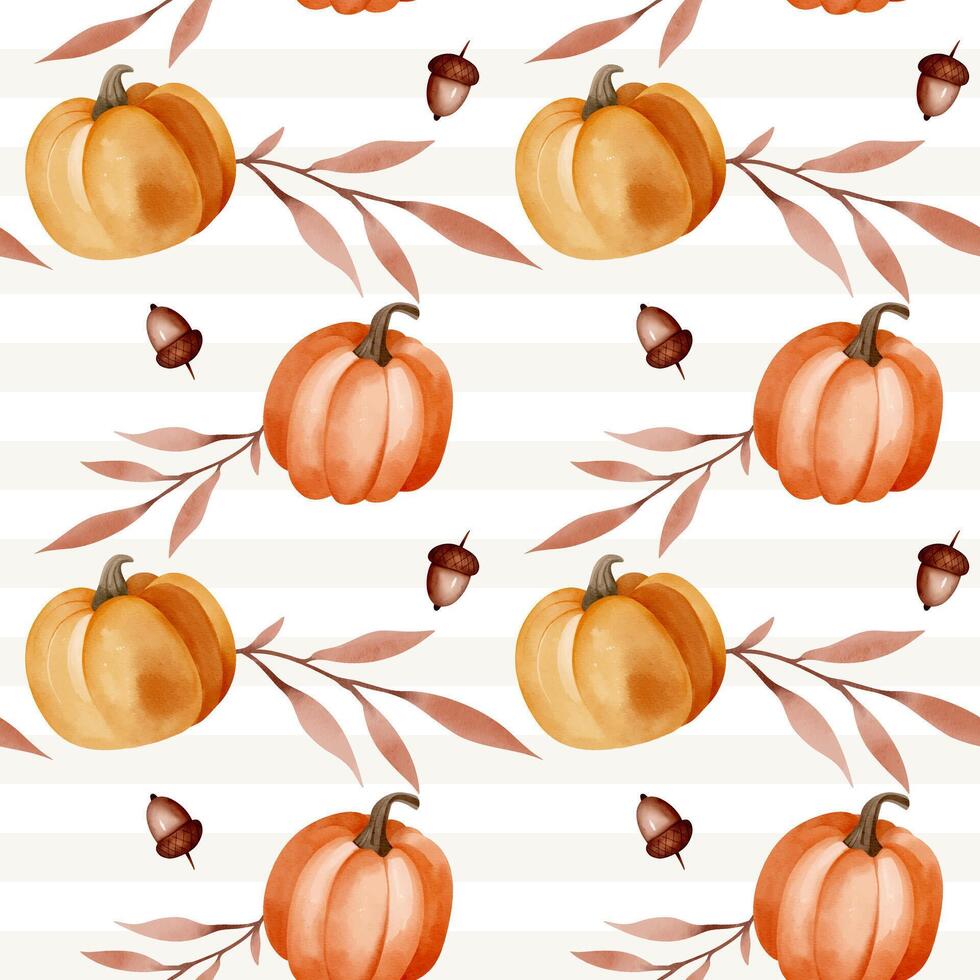 Pumpkin and leaf pattern design vector