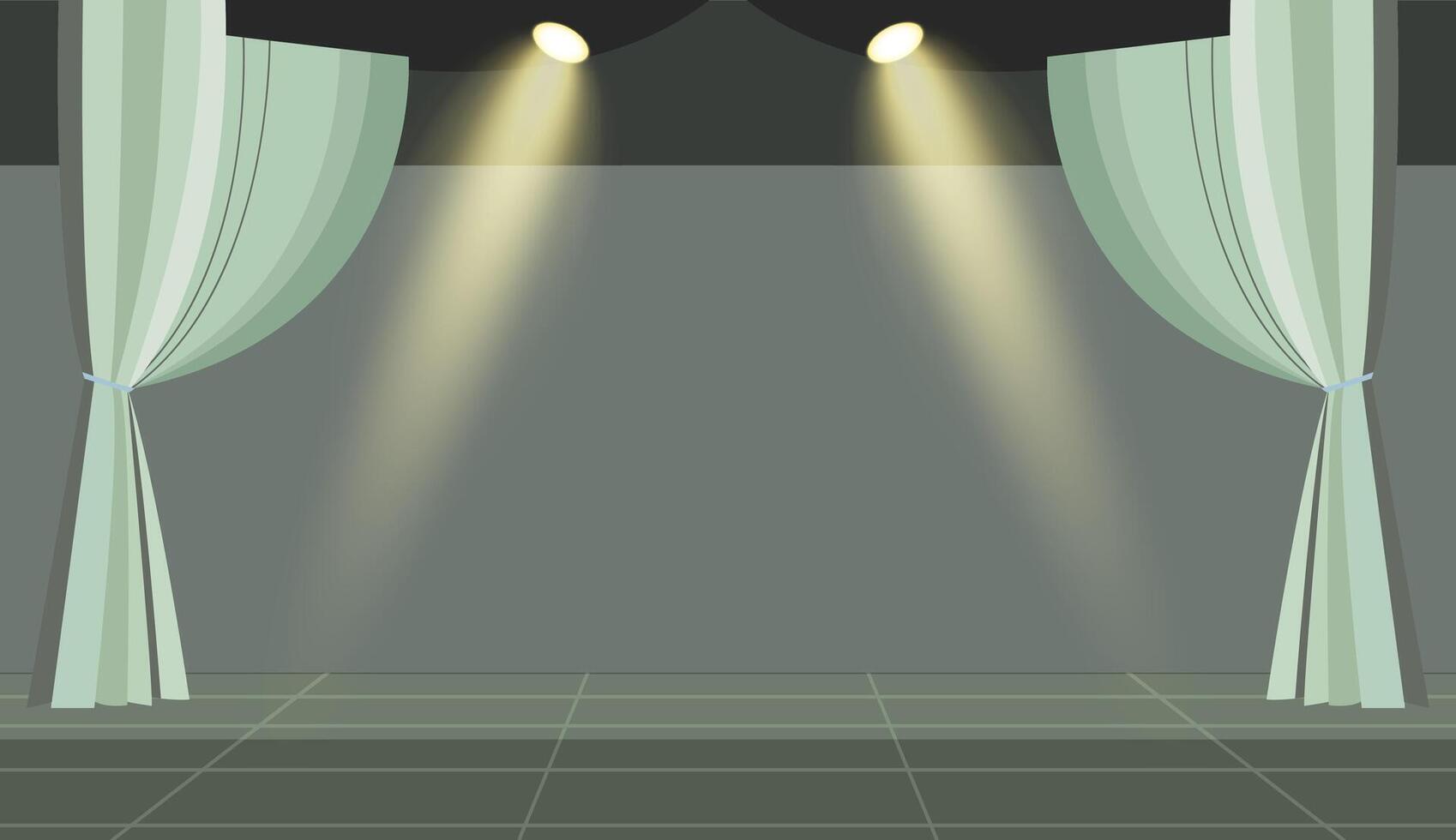 Classic performance scene with curtains and spotlight for dramatic or artistic design. Theater stage background. vector
