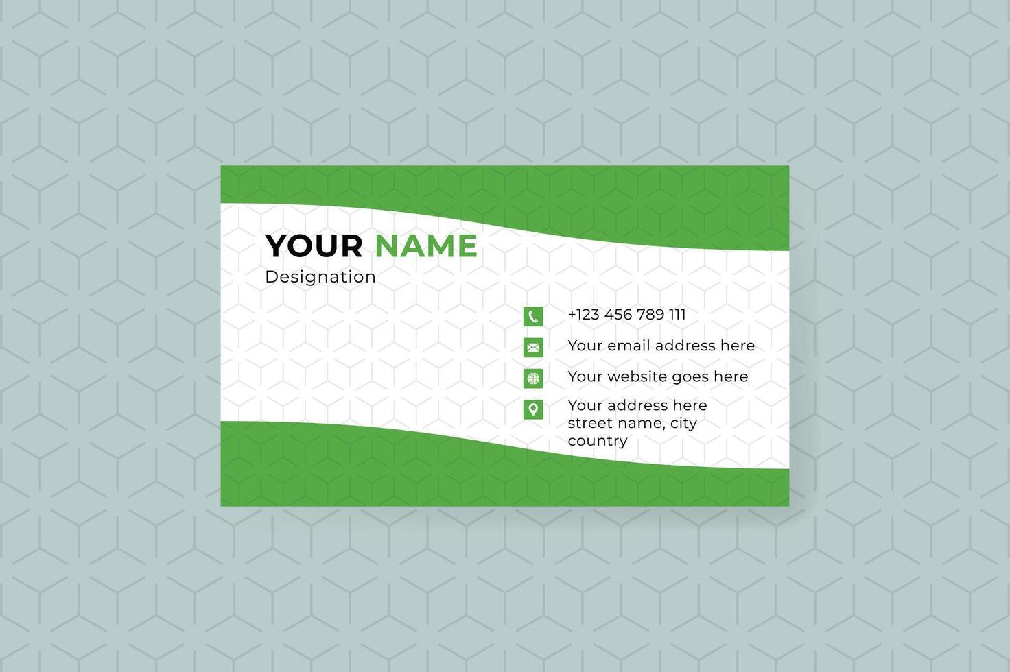 White And Green Business Card Design, corporate Business Card Template vector