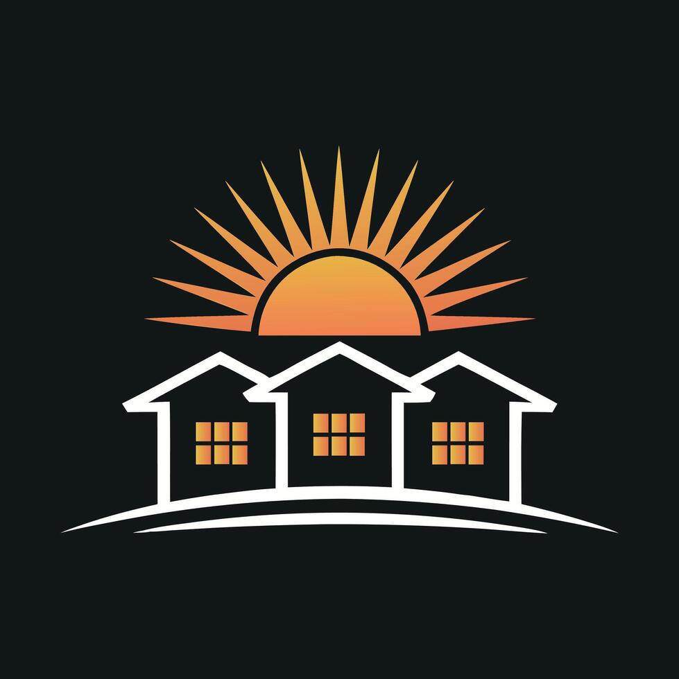 House and Sun Logo Vectors Art Collection