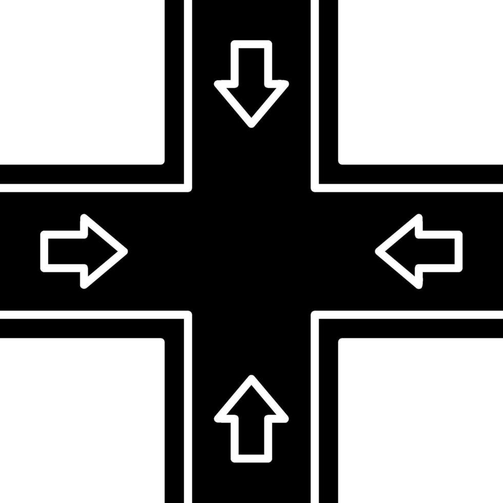 Four Way Intersection Glyph Icon vector