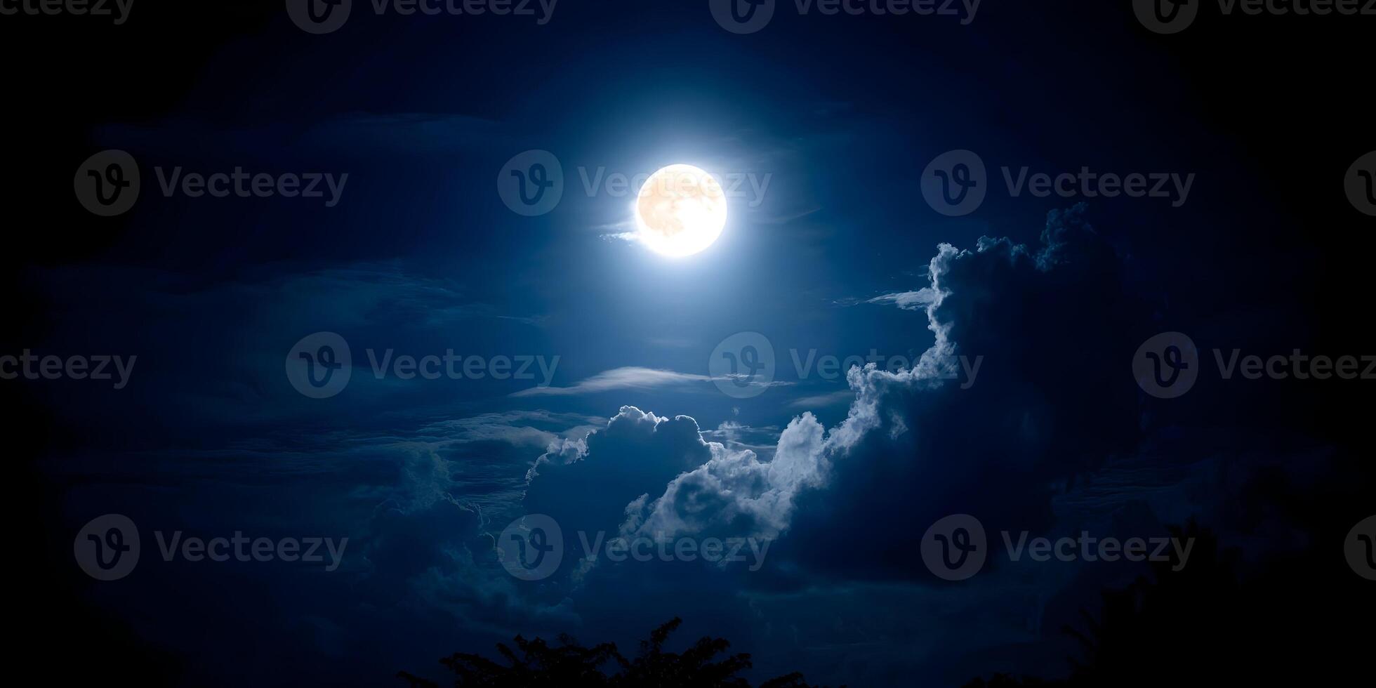 Bright Full Moon Night Sky Cloudscape photo