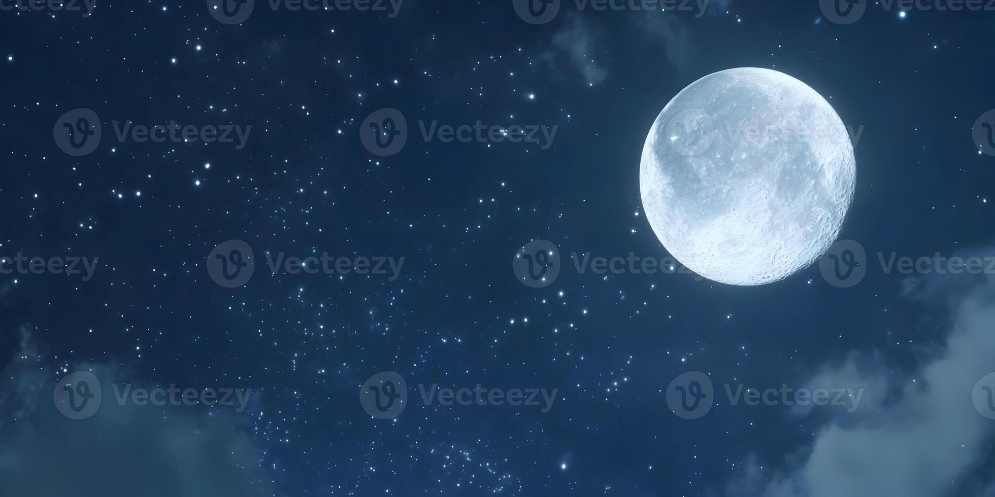 Full Moon Night Sky Stars Clouds Background photo
