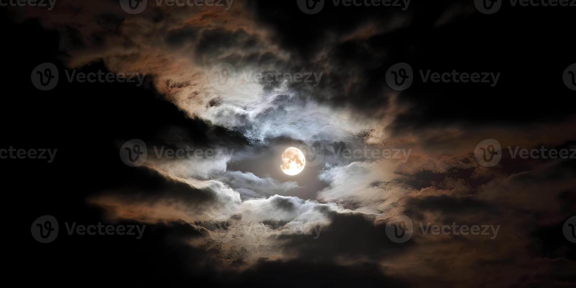 Full Moon Behind Dark Clouds Night Sky photo