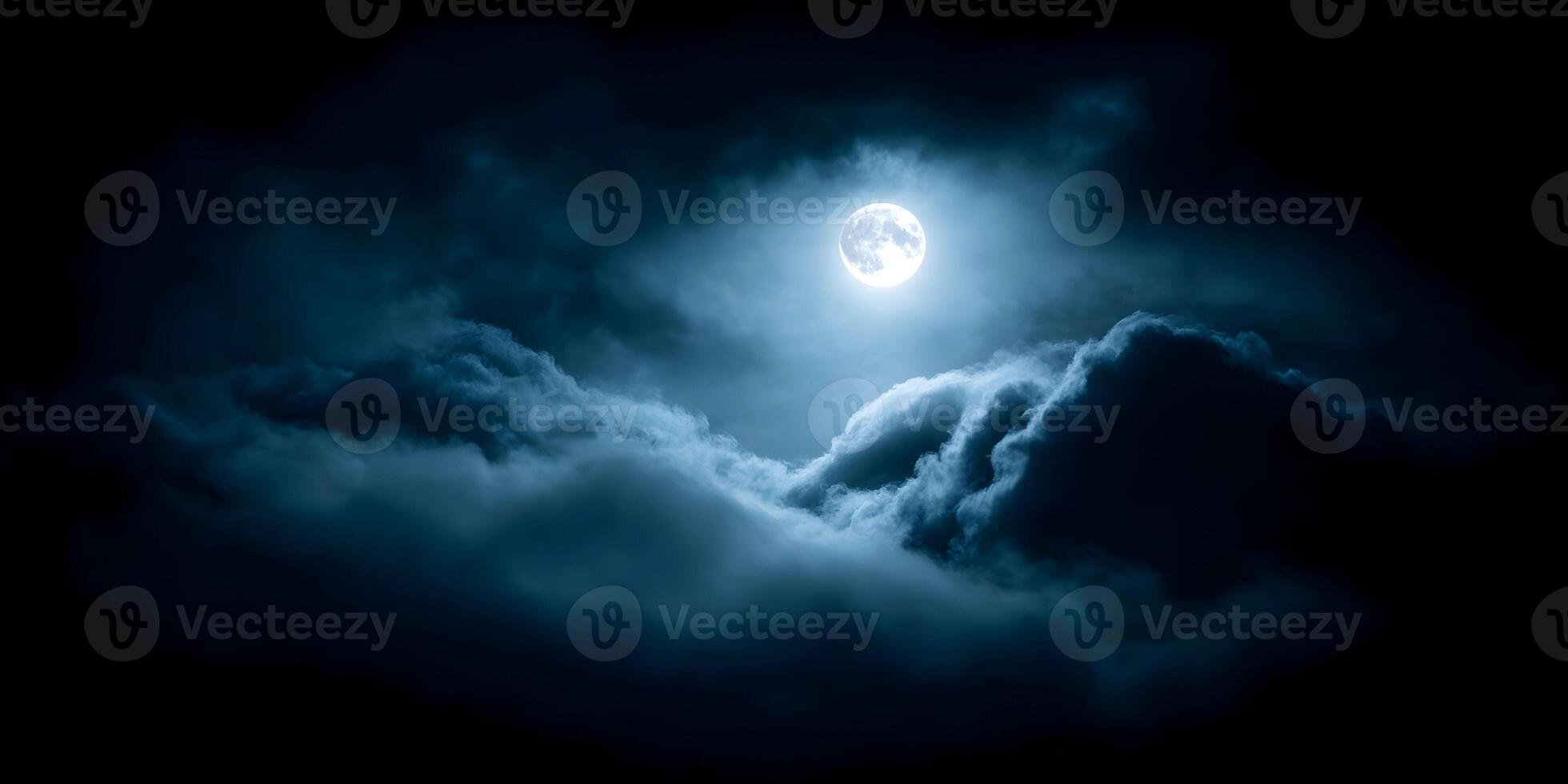 Full Moon Night Sky Cloudscape Dark Blue Nighttime Scene photo