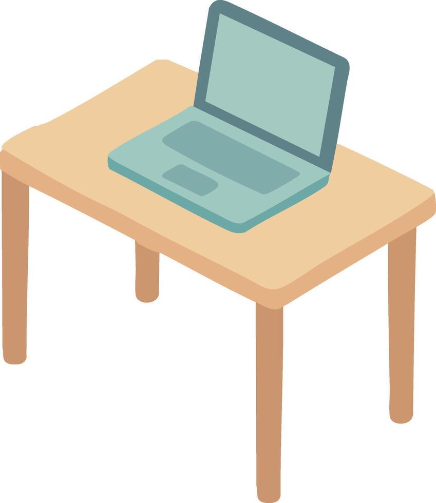 Laptop Computer on Desk Isometric Illustration vector