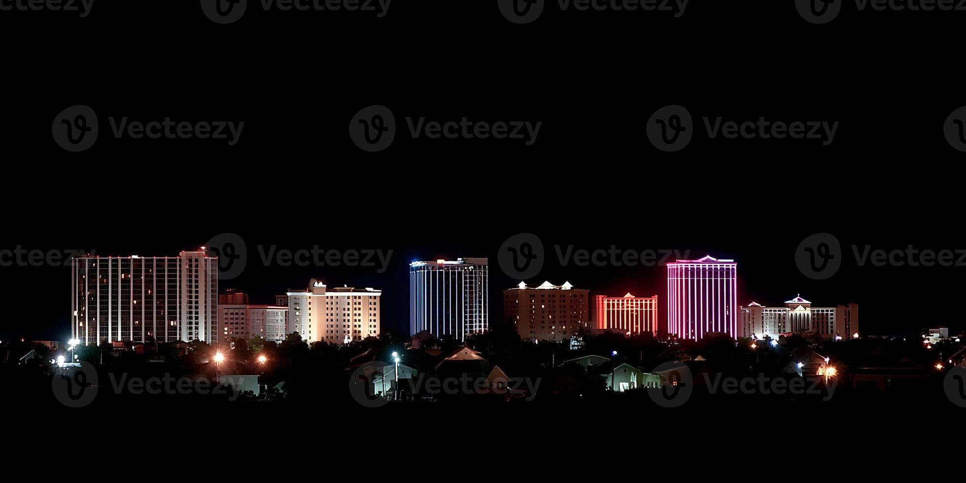 Atlantic City Skyline Night Cityscape Illuminated Buildings Nighttime City Lights photo