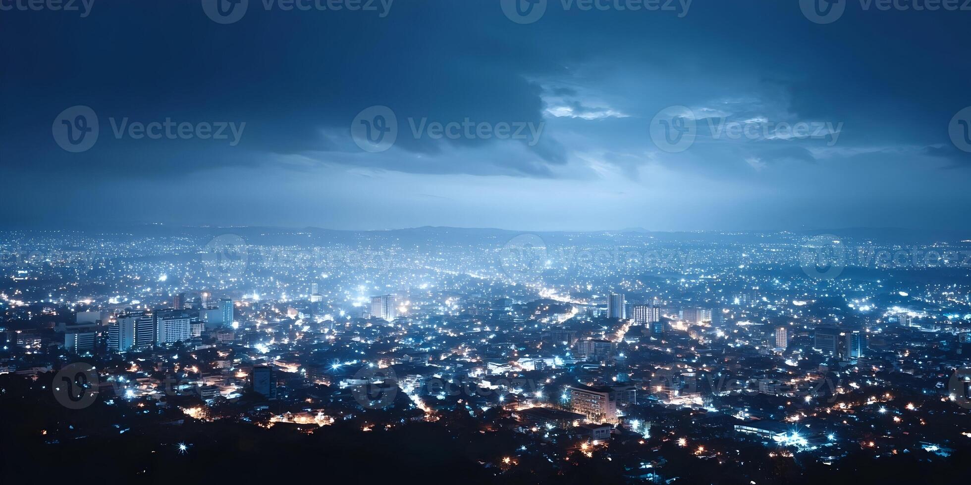 Night Cityscape Aerial View Illuminated Buildings City Lights Dark Sky photo