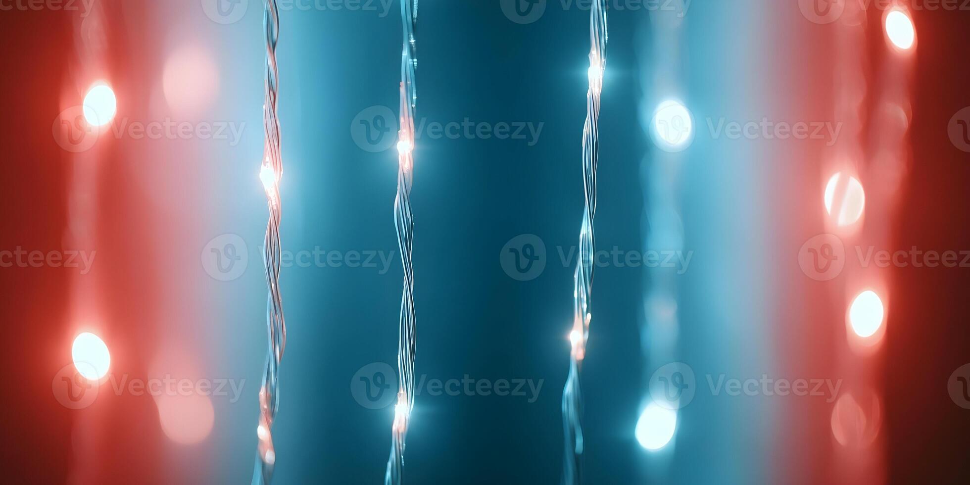 Abstract Red and Blue Glowing String Lights Background photo