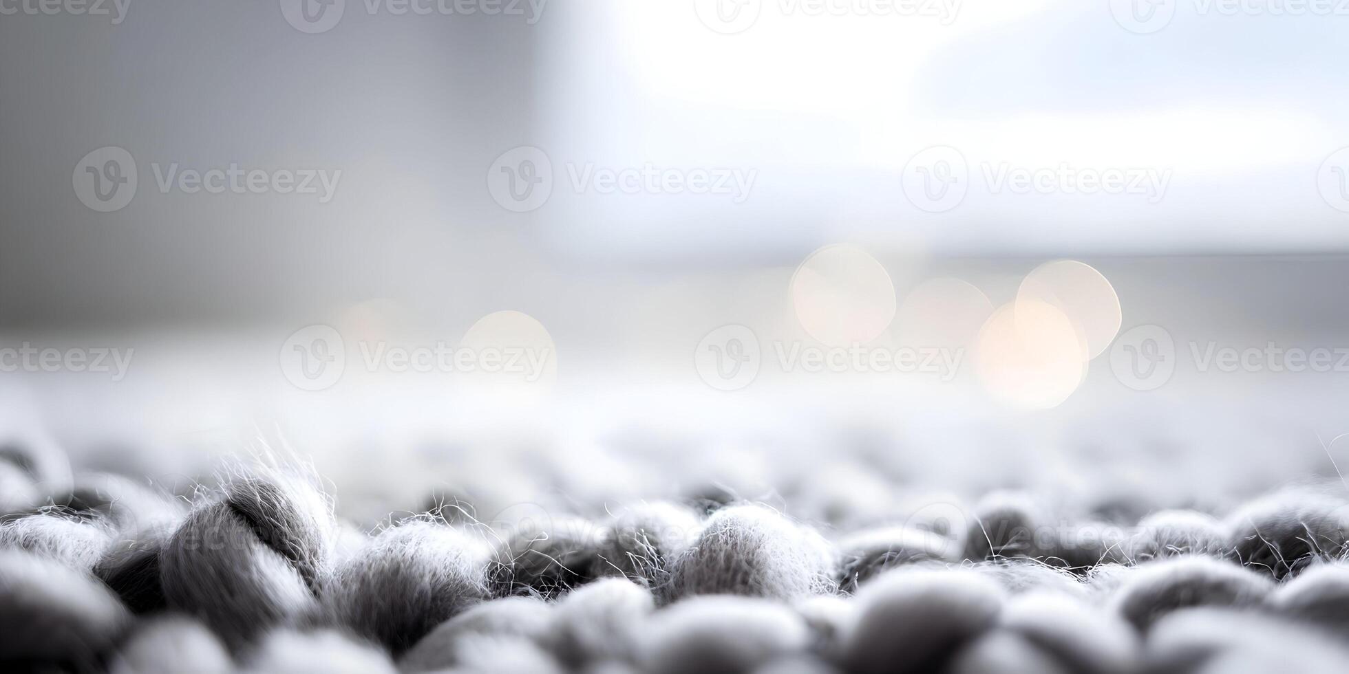 Closeup Gray Fluffy Knit Texture Soft Wool Background photo