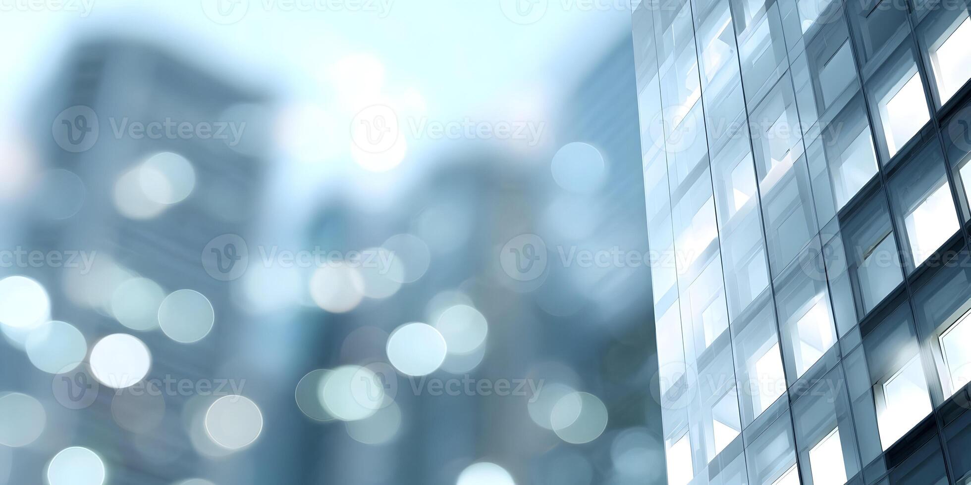 Abstract Cityscape Modern Building Glass Facade Bokeh Lights Background photo