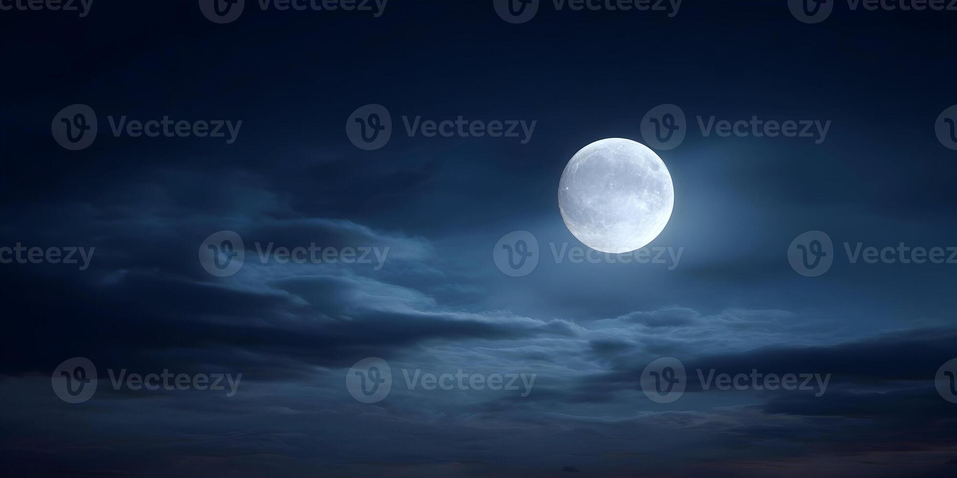 Full Moon Night Sky Cloudscape Dark Blue Night photo
