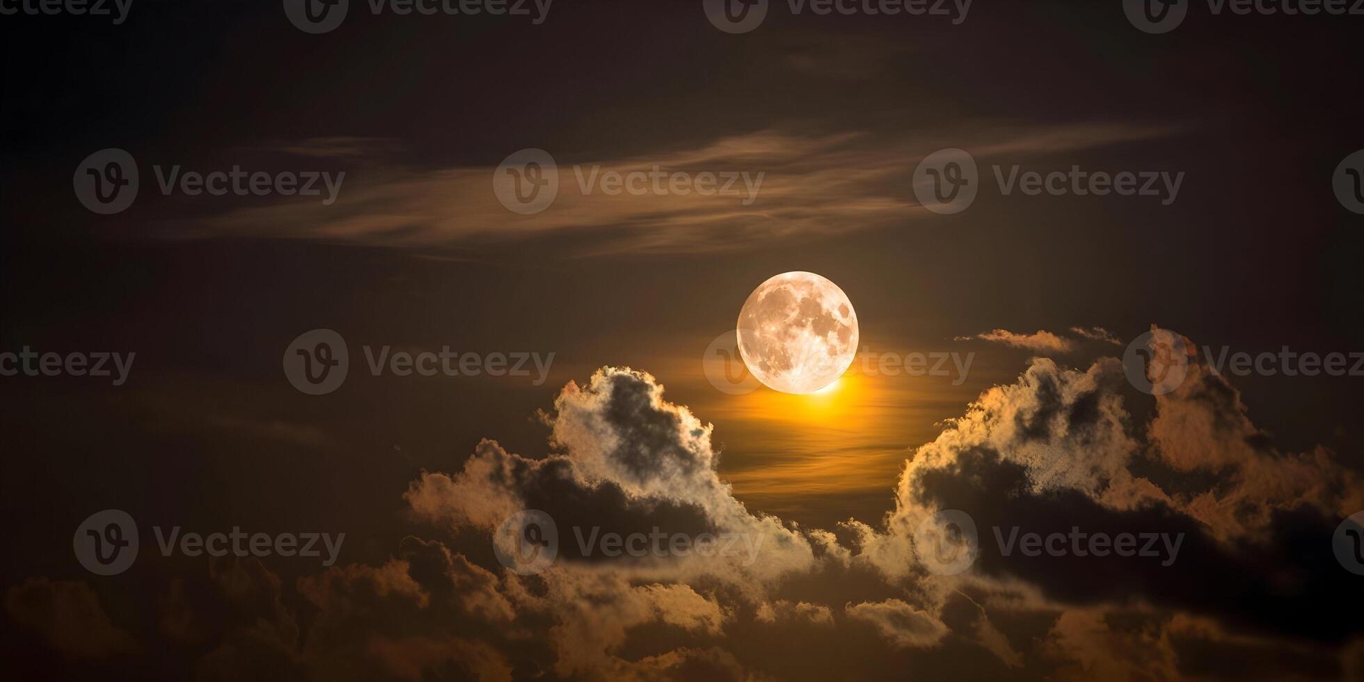 Full Moon Night Sky Cloudscape Orange Glow photo