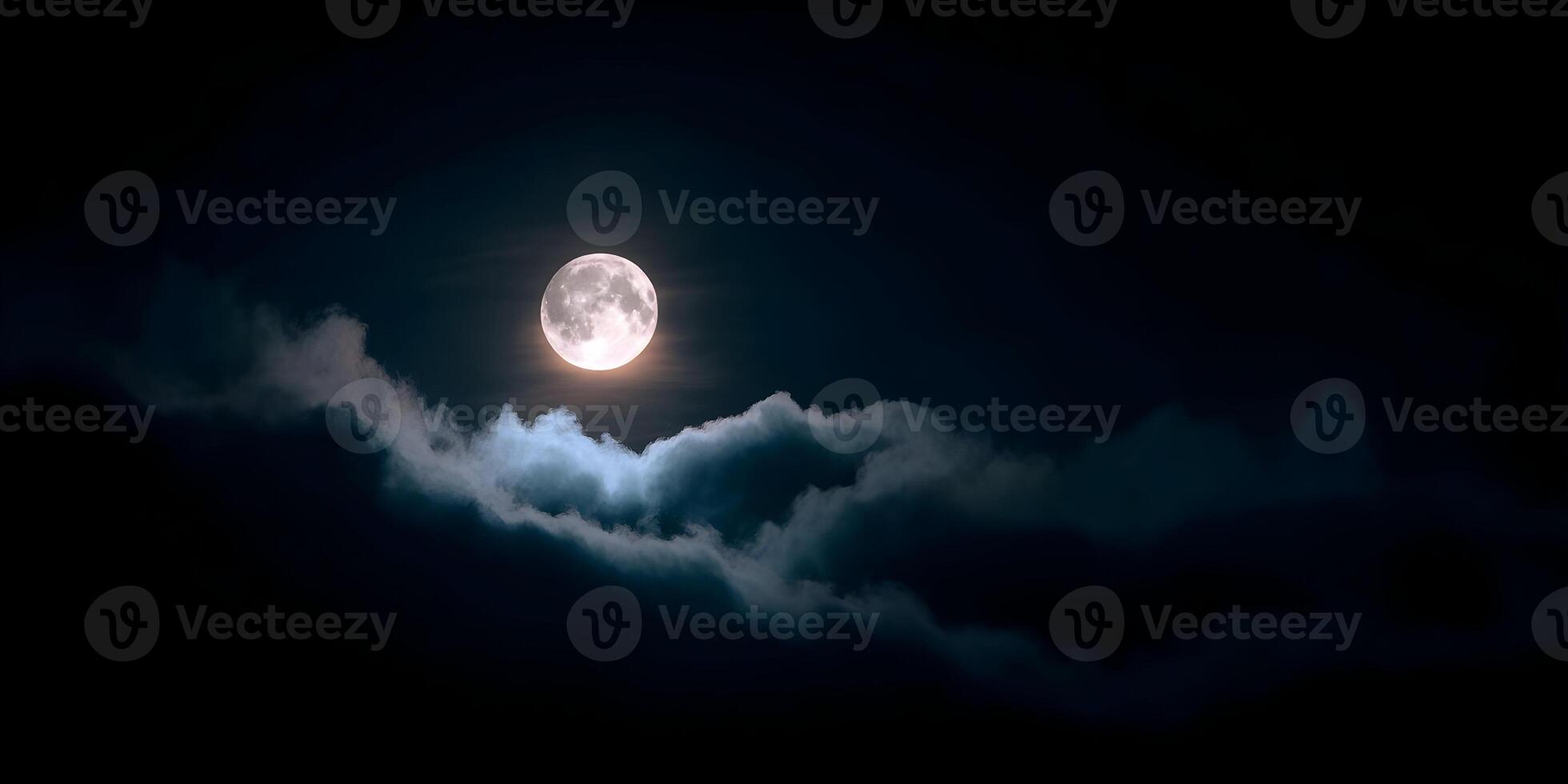 the moon is seen through the clouds in this photo