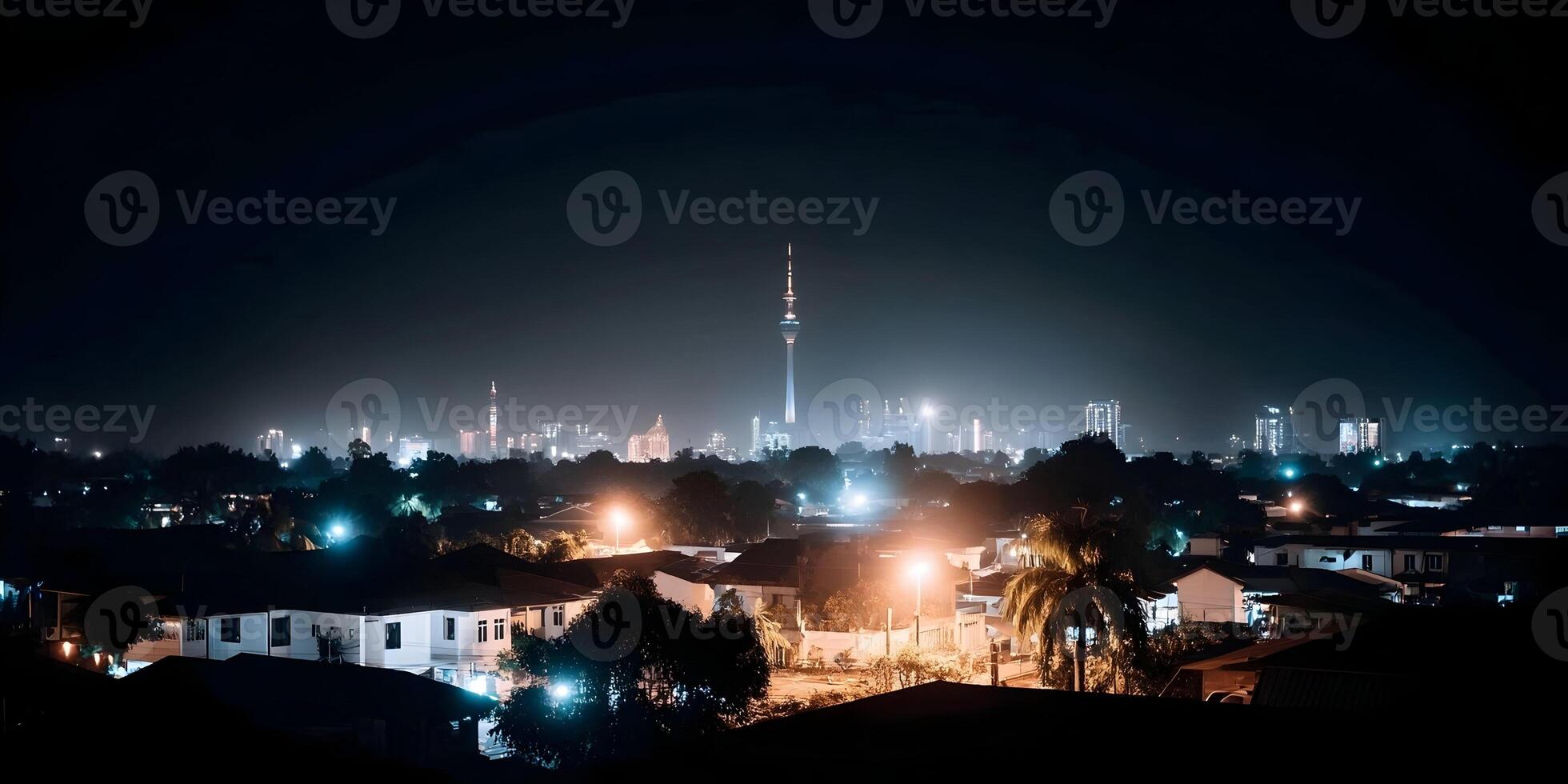 Night View Cityscape Illuminated Buildings City Tower Skyline photo