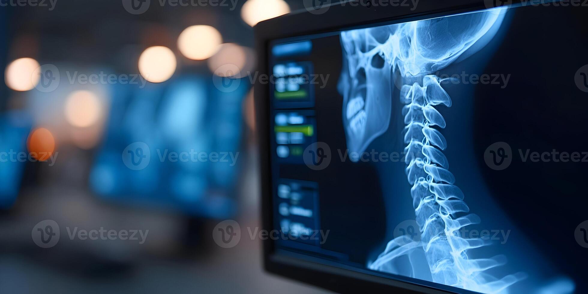 Cervical Spine XRay Image on Medical Monitor Screen photo