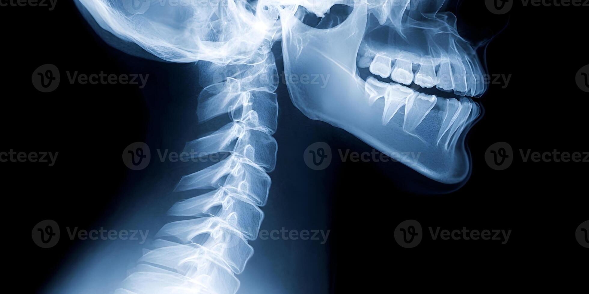 Human Cervical Spine and Jaw XRay Image Medical Anatomy photo