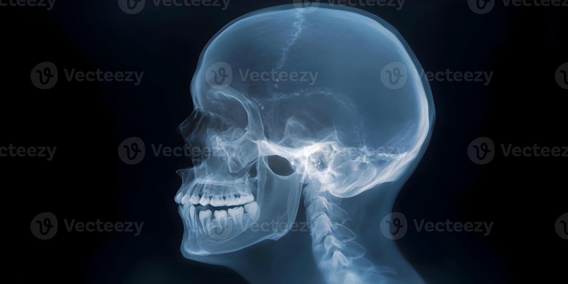 Human Skull XRay Side Profile Medical Anatomy Image photo