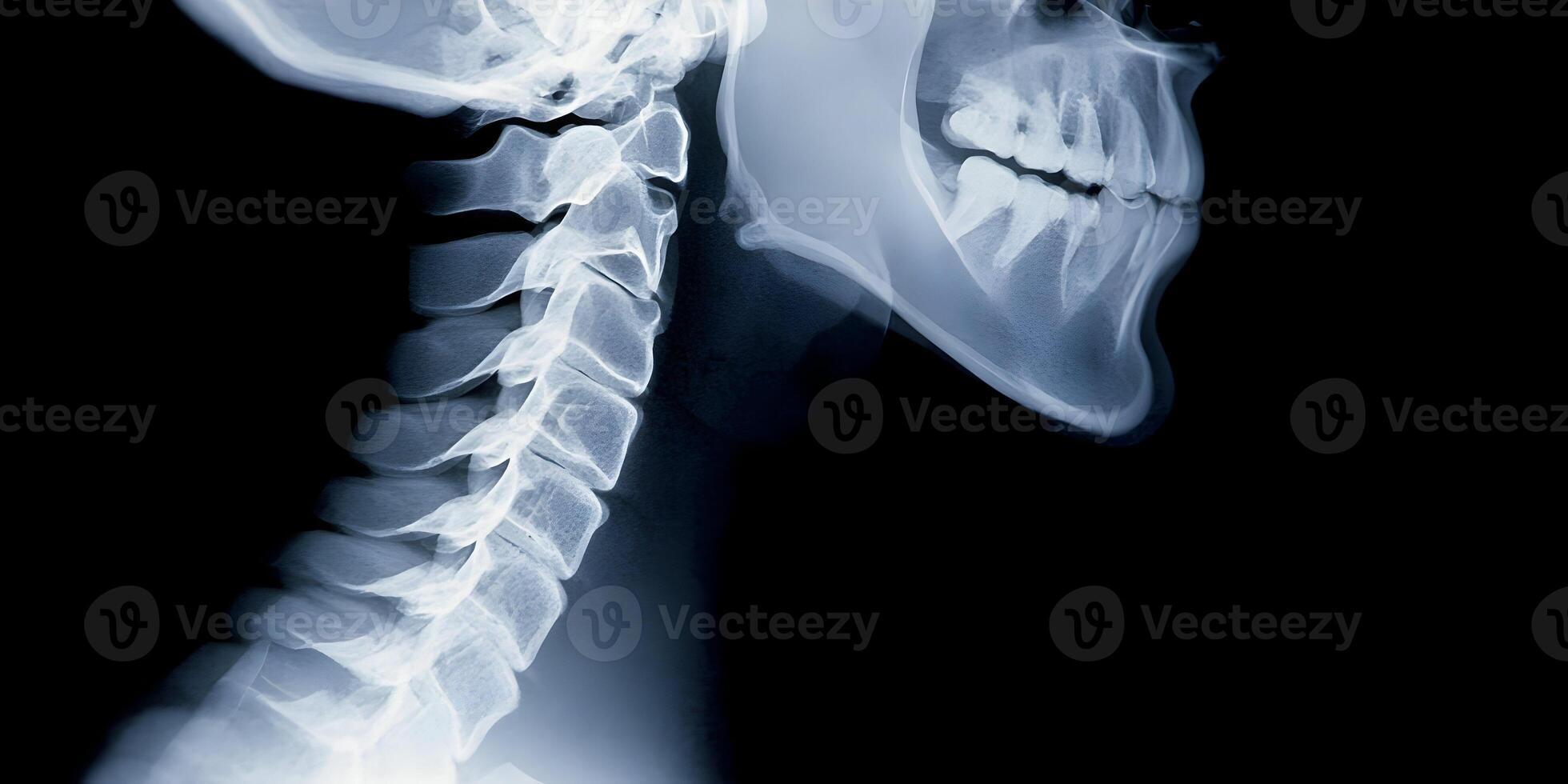 a x - ray image of a neck and head photo