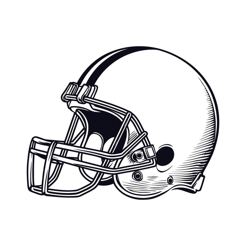 American Football Helmet Engraving Illustration for Sport and Gear vector