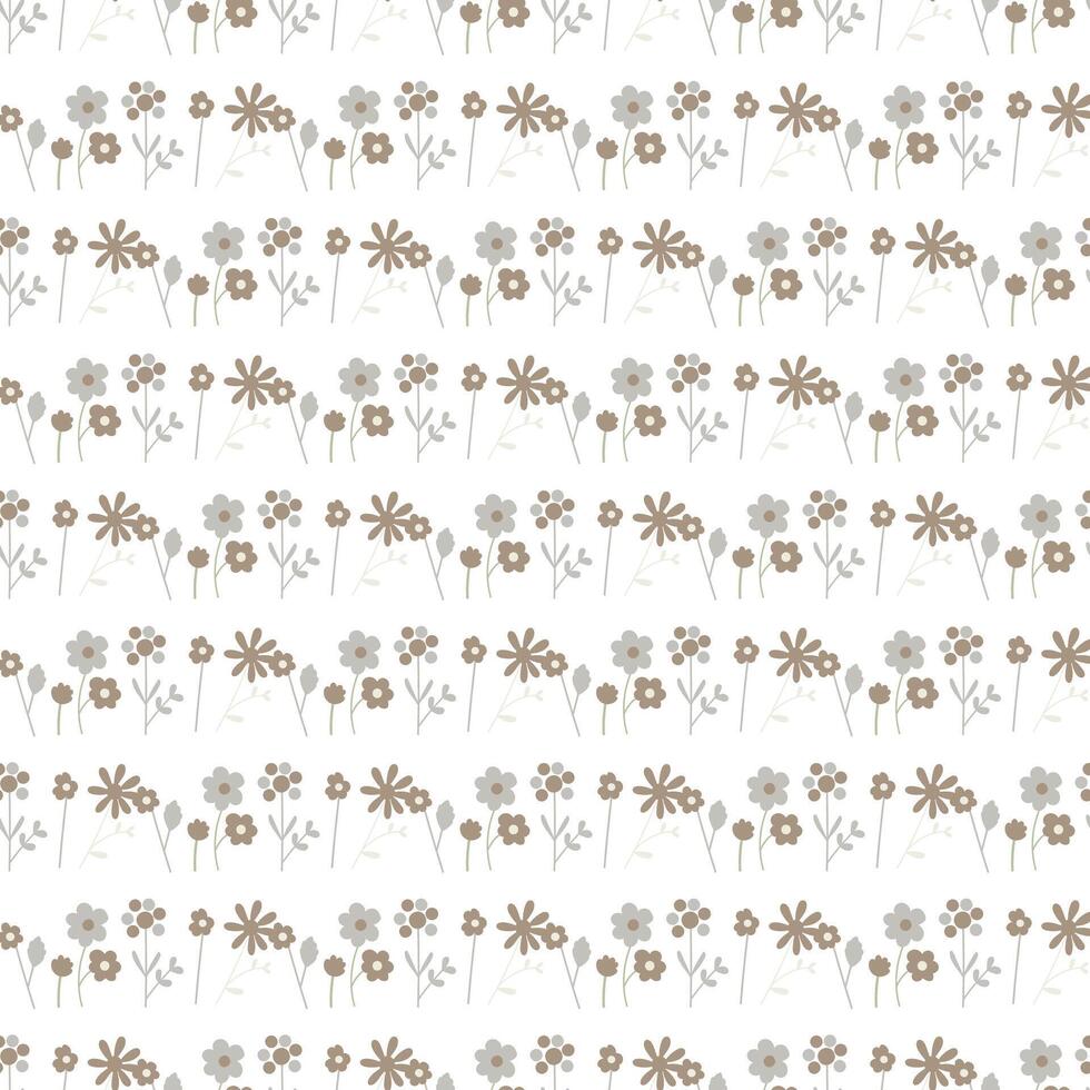 Seamless floral pattern background in minimalist style with gentle flowers. vector