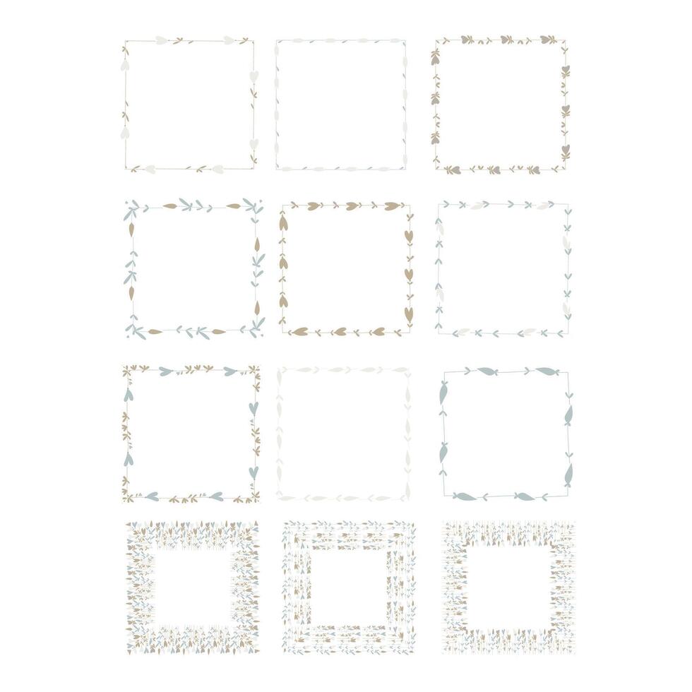 Set of delicate different floral frames. vector