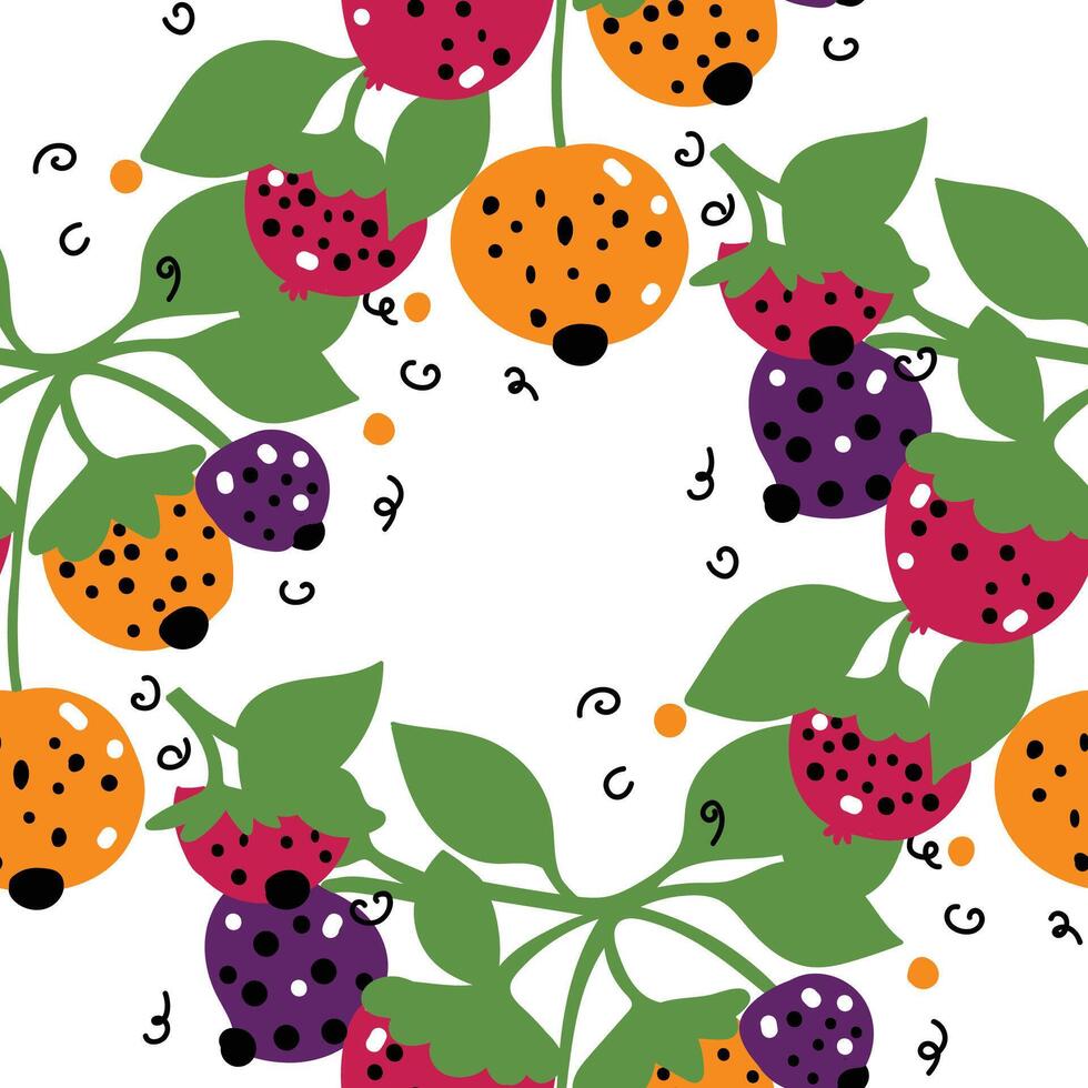 Seamless pattern with fruit elements. vector