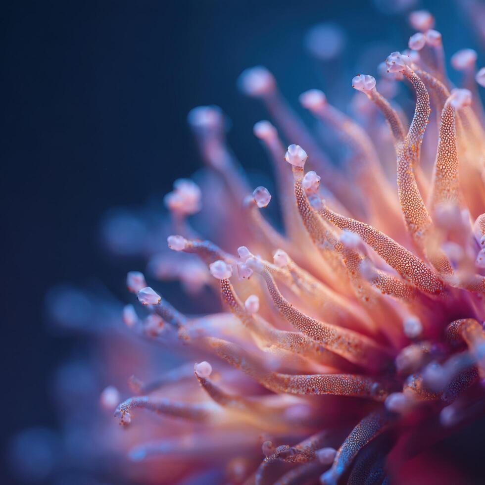 A vivid sea anemone with beautiful and soft waving tentacles photo