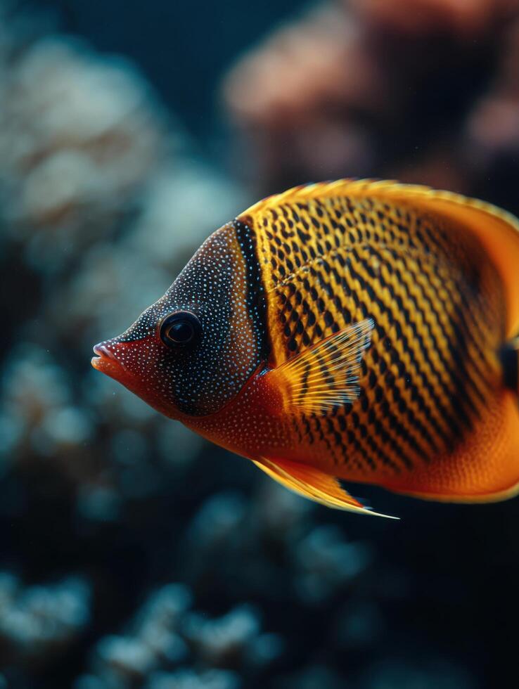 A vivid butterflyfish with beautiful and complicated scale art photo