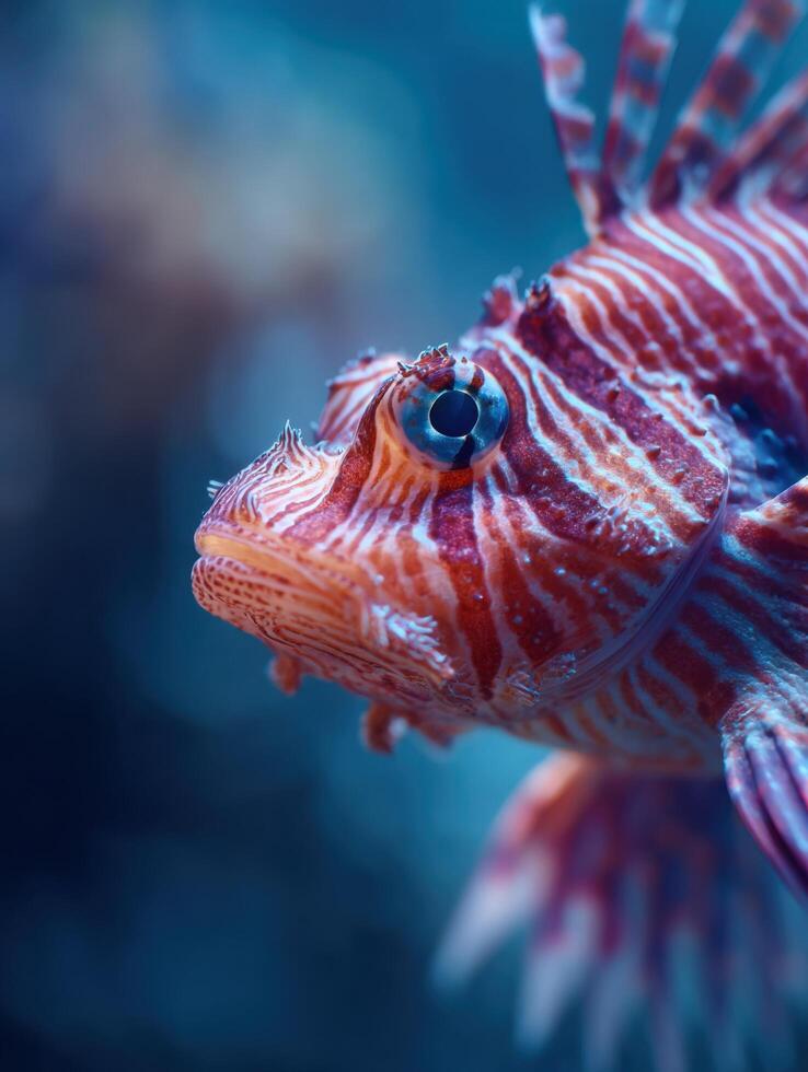 A vivid lionfish with beautiful dangerous fins and markings photo