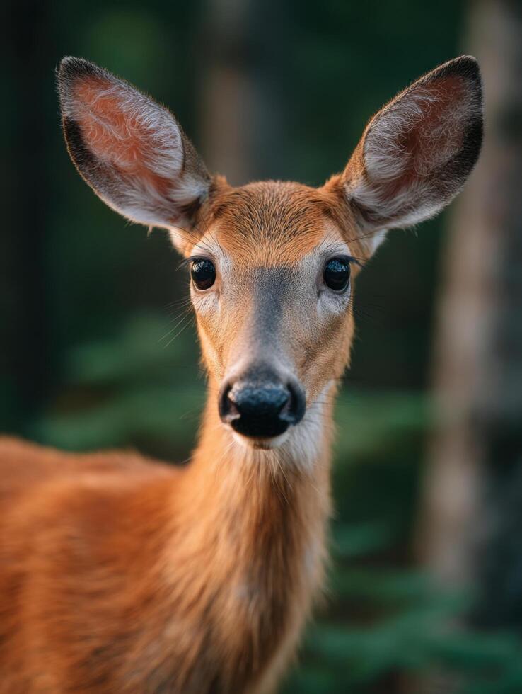 A whitetail deer with a kind expression in dense woodland photo