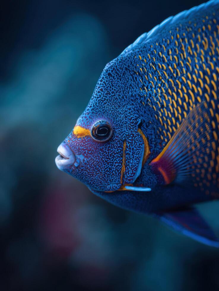 A vivid angelfish with beautiful and complicated fin artistry photo