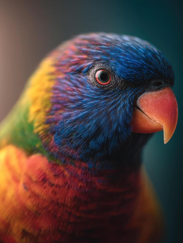 An intelligent looking parrot gazes thoughtfully nearly speaking photo