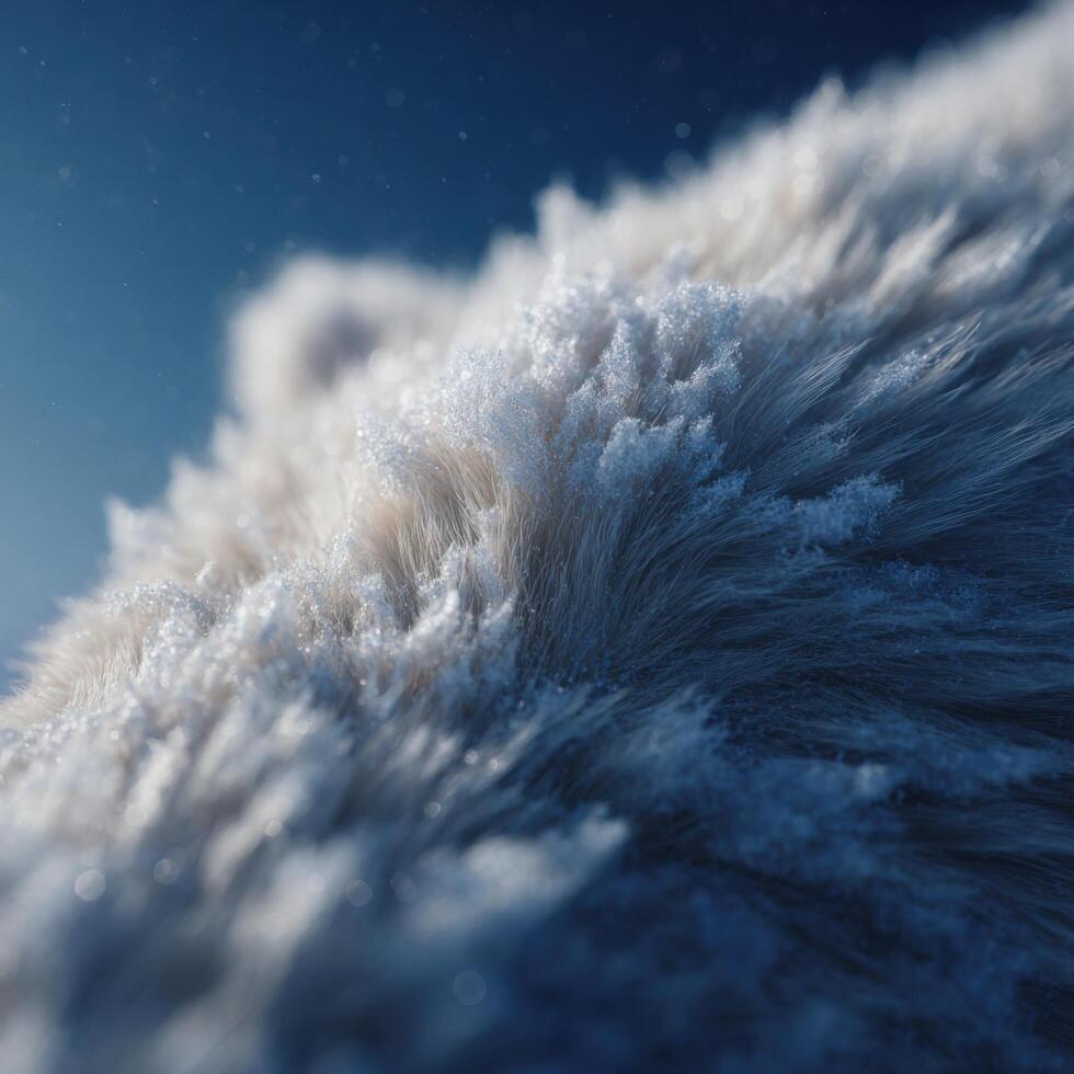 Close Up View Of Snow Particle On The Thick Pelt Of Polar Bear photo