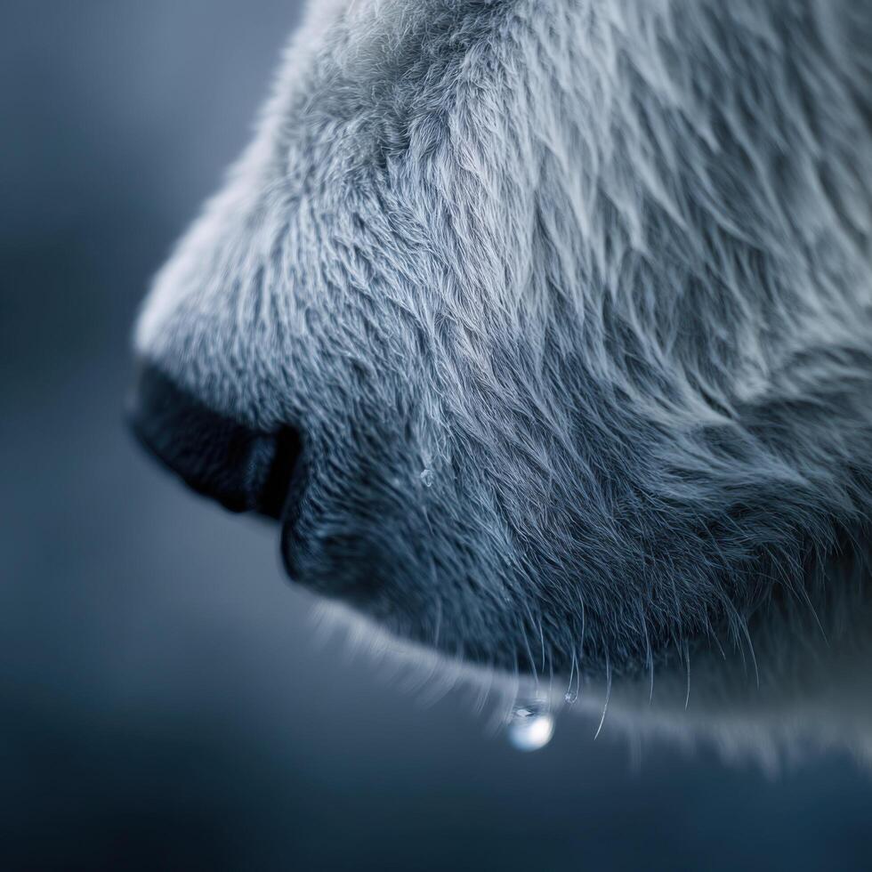 Close Up Of Water Droplet Resting On Textured Polar Bear Pelt photo