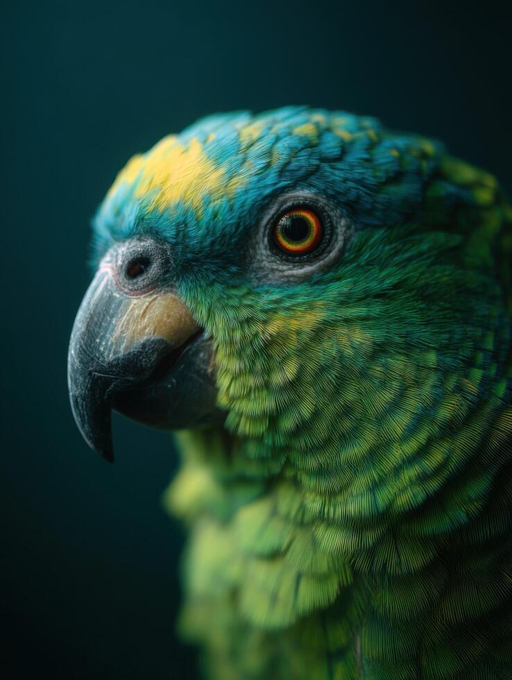 An interested parrot with a vivid intelligent and questioning look photo
