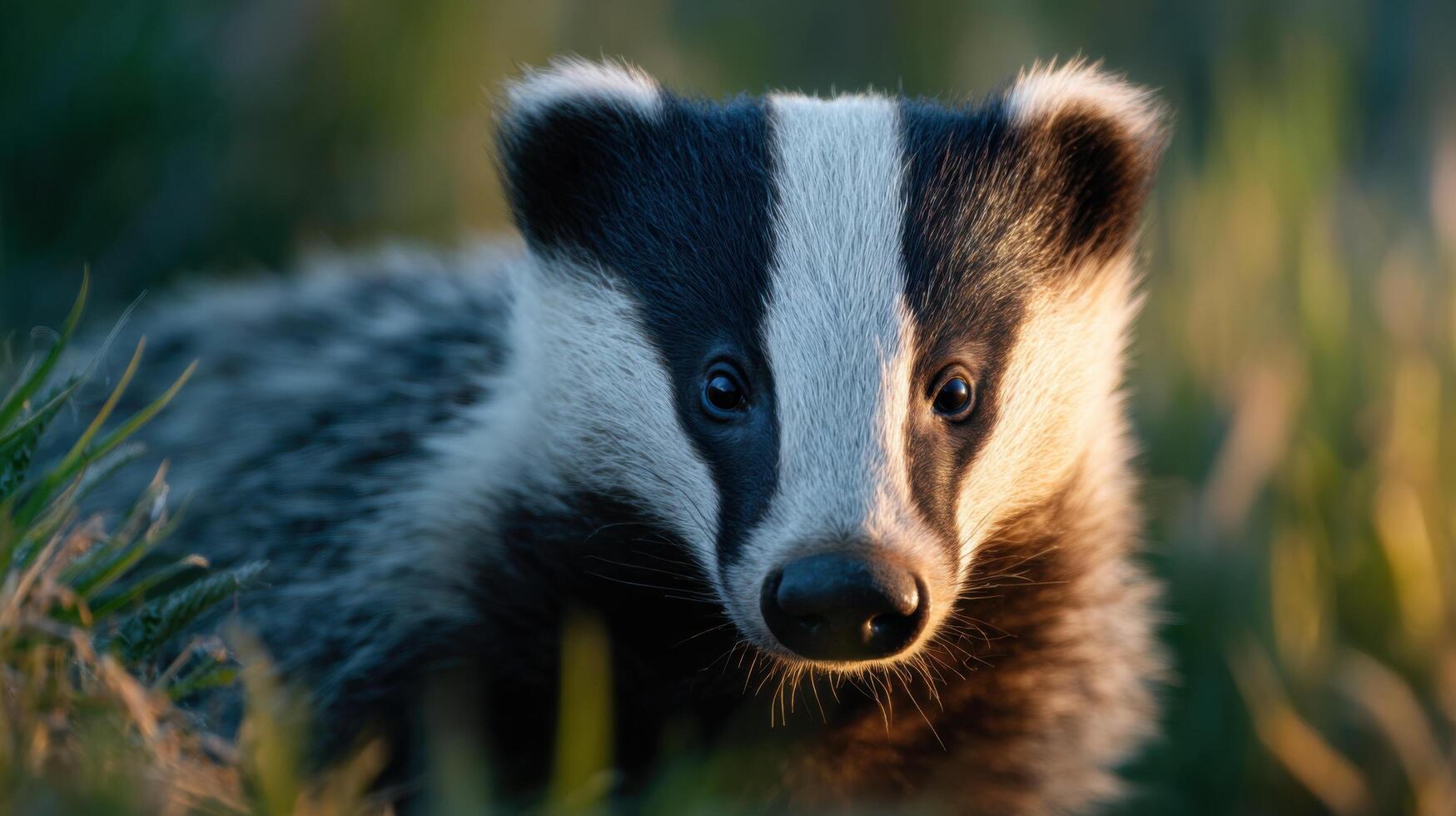 Cautious Wild Badger Investigates Scents Close To Its Sett Opening photo