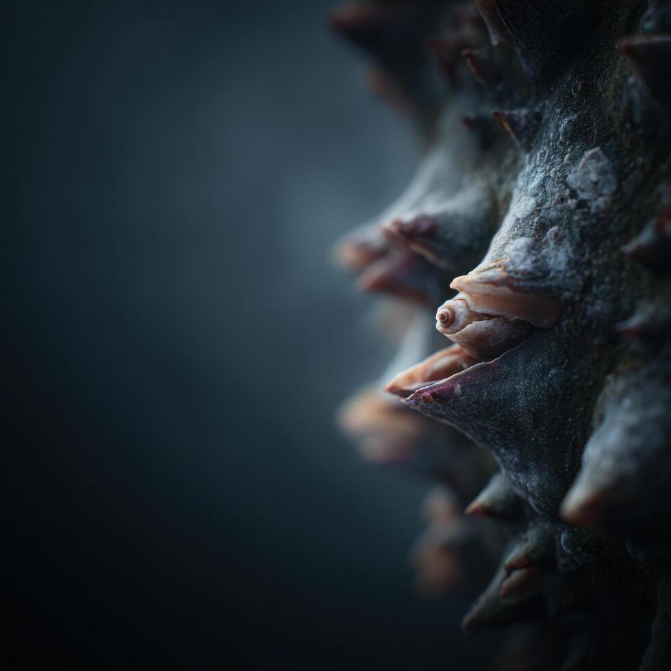 Detail of a single barnacle on the textured skin of a whale photo