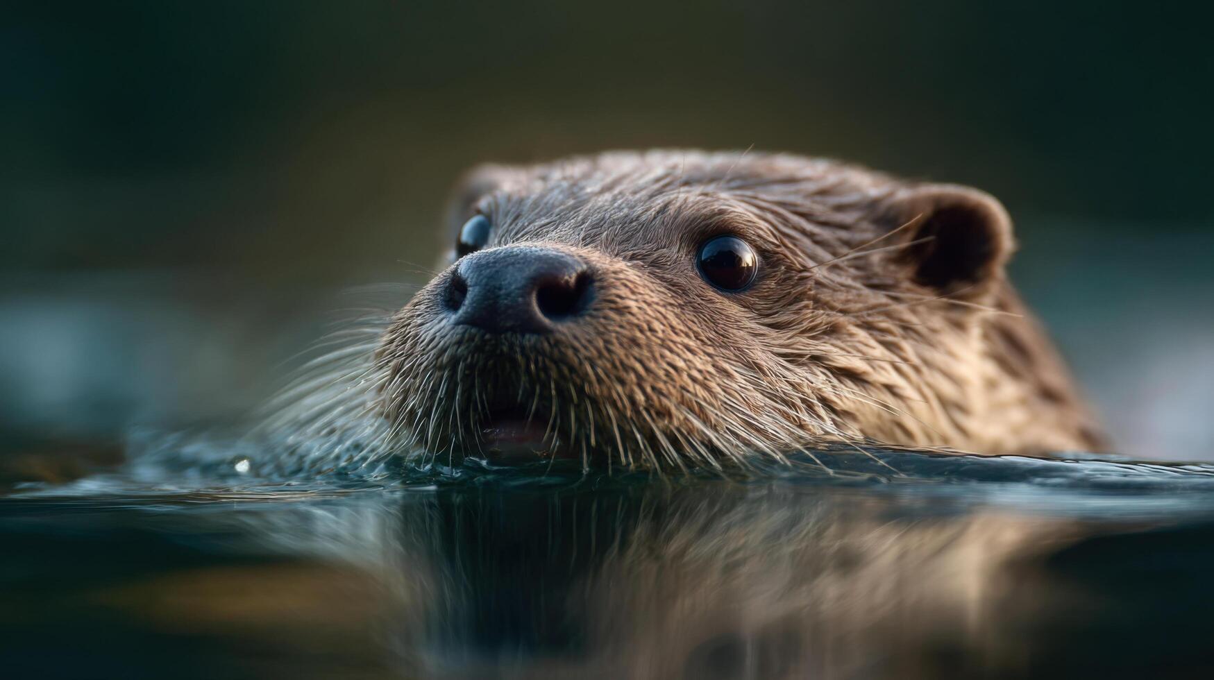 Lively Aquatic Otter Entertains Itself With A Pebble In Stream photo