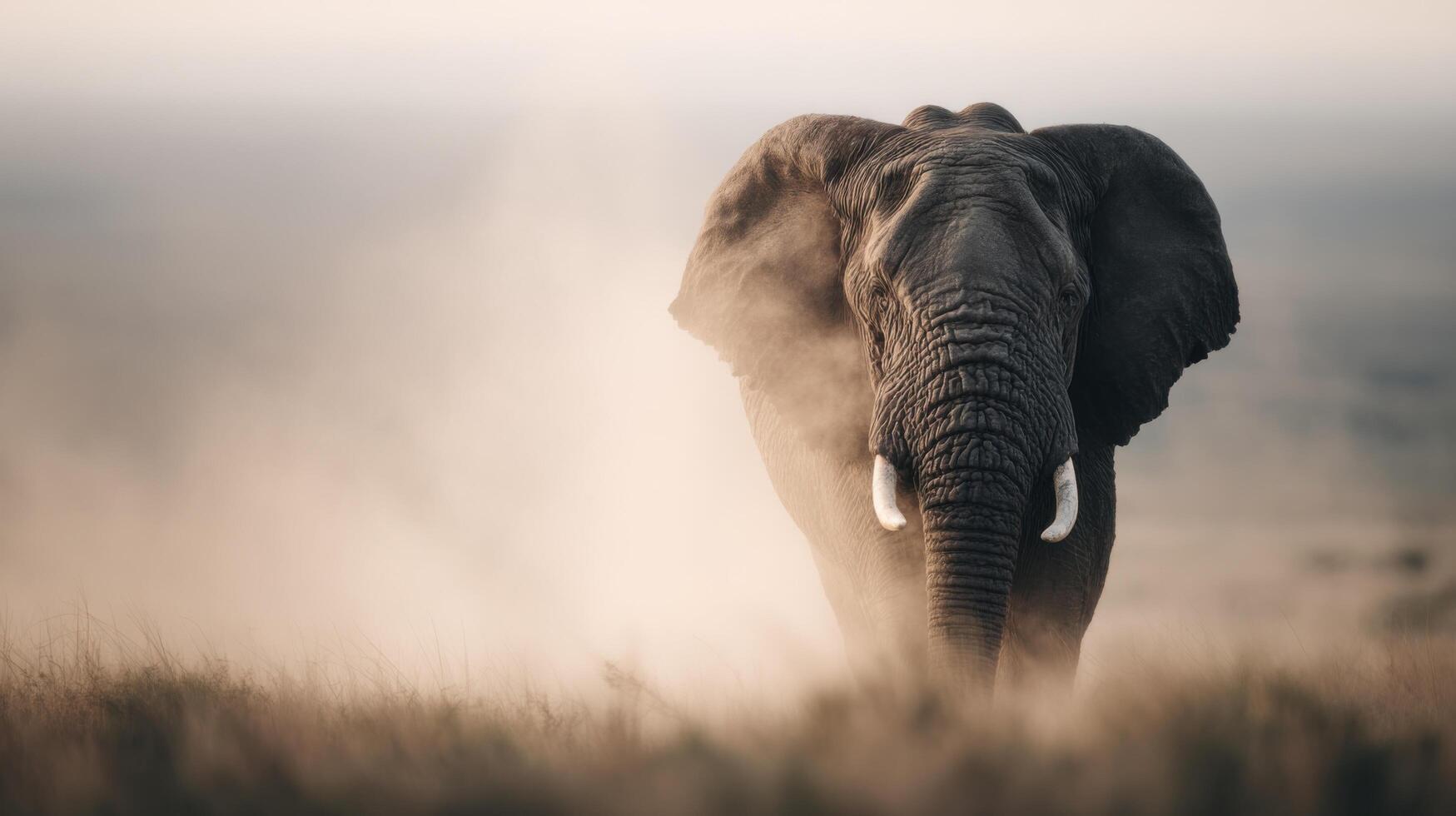 Mighty Elephant Indulges In A Refreshing And Cleansing Dust Bath photo