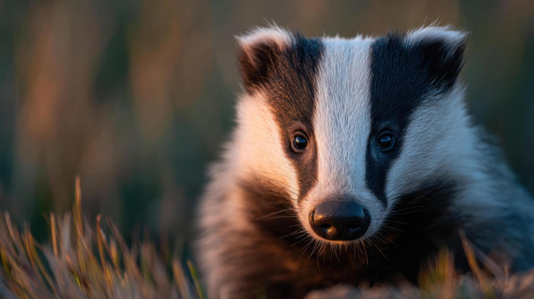 Nocturnal Badger Attends To Hygiene At The Edge Of Its Sett photo