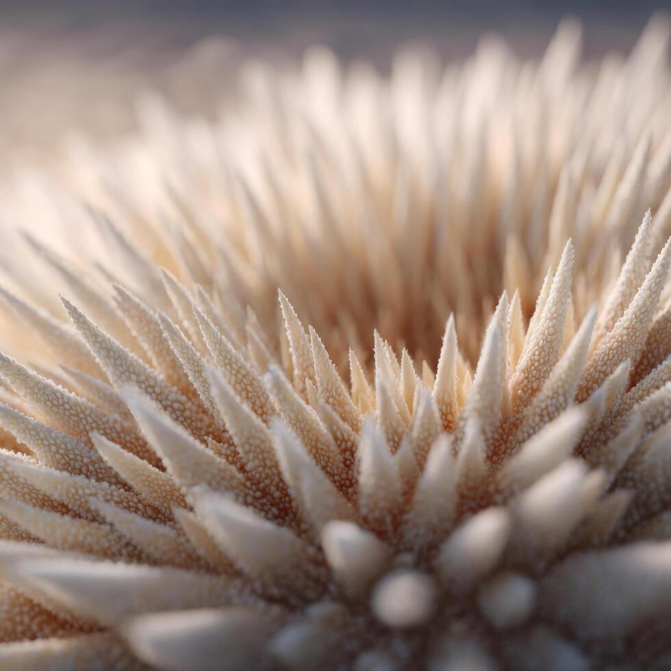 The fragile spines of a sea urchin with detailed texture photo