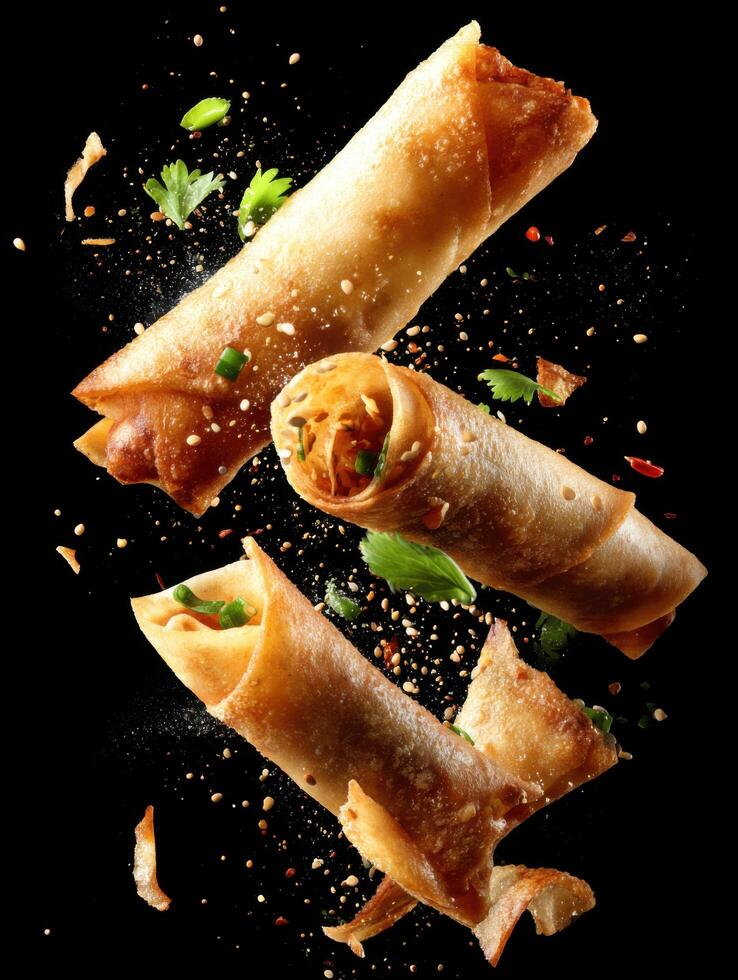 A Fall Of Crispy Fried Spring Rolls photo