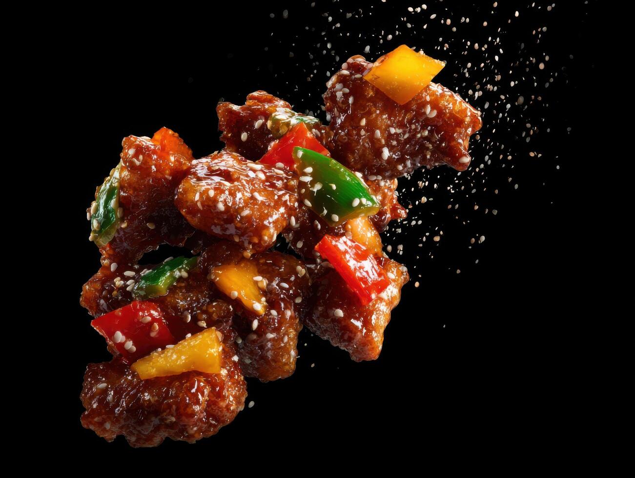 Colorful Sweet And Sour Pork In Motion photo