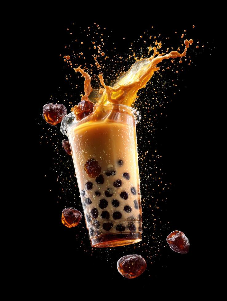 An Eruption Of Bubble Tea With Tapioca photo