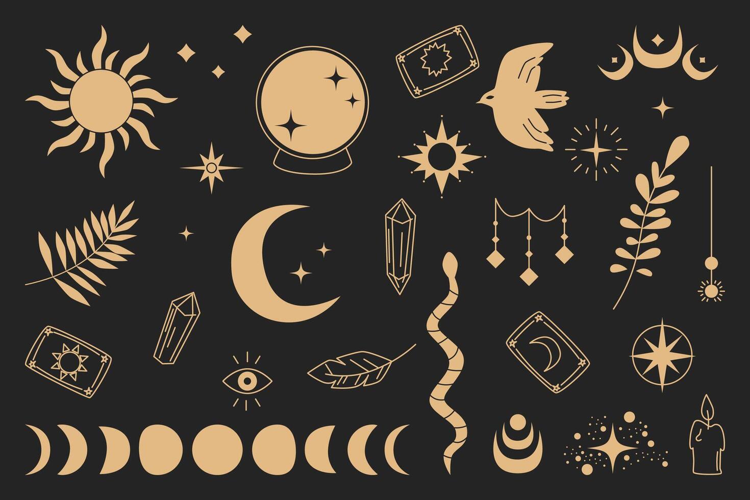 Set of Celestial Magical and Astrological Symbols. vector